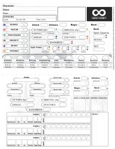 character sheet front