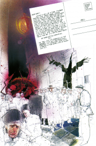 Like Amano, you're not likely to mistake Bill Sienkiewicz' work for anyone else's. (Example page from Stray Toasters #1.)